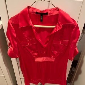 Pink silk short sleeve shirt for all occasions